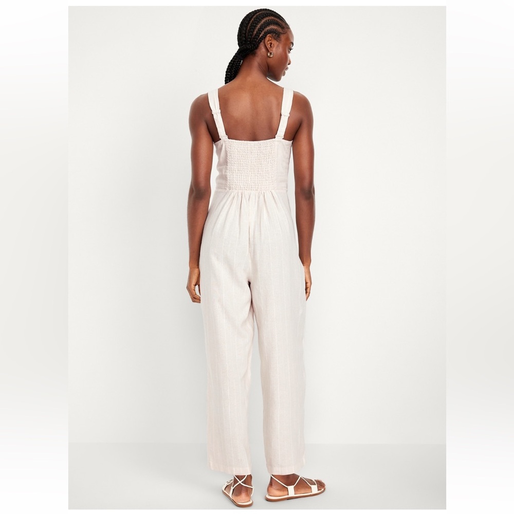 Old Navy Button-Front Linen-Blend Cami Jumpsuit (NWT) - Picture 2 of 11